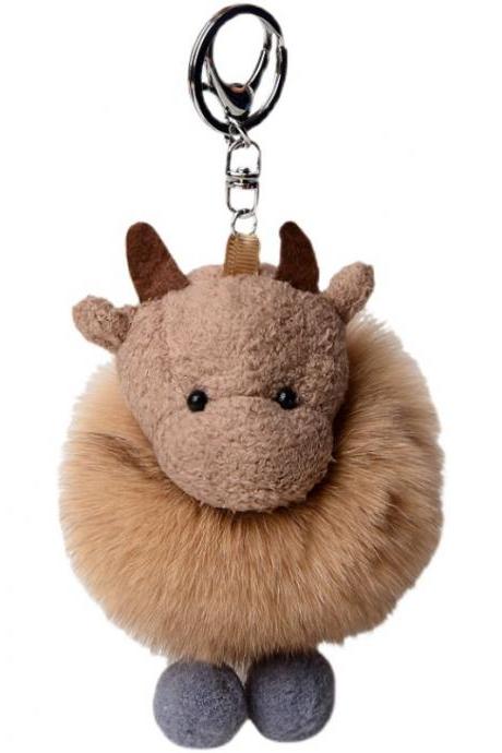 Cute fox plush ball calf car key chain mobile phone pendant Plush book bag Pendant-4