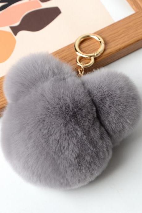 Rex Rabbit Fur Mickey Fur Panda Head Bag Pendant Key Chain-3