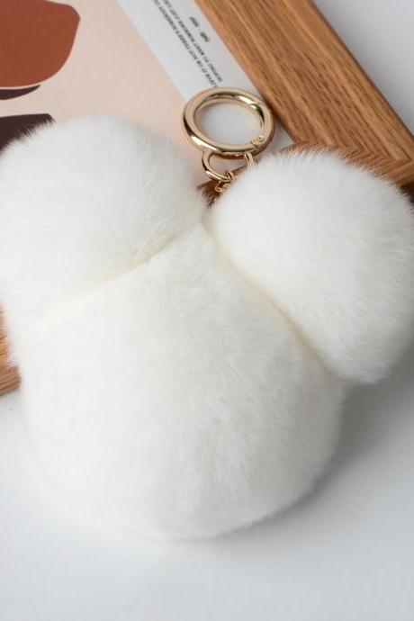 Rex Rabbit Fur Mickey Fur Panda Head Bag Pendant Key Chain-4