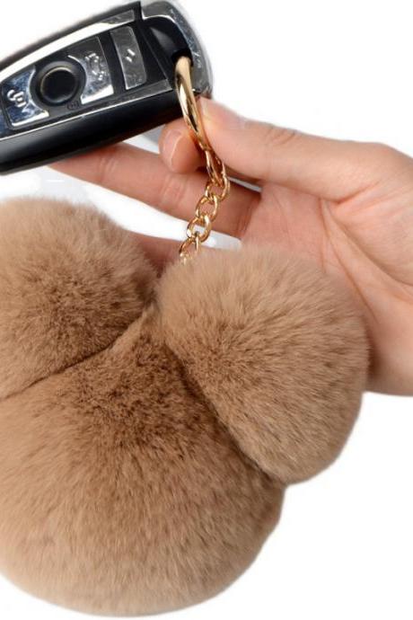 Rex Rabbit Fur Mickey Fur Panda Head Bag Pendant Key Chain-5