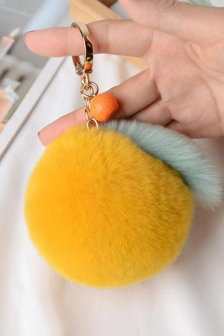 Small sweet orange Rex rabbit wool orange bag Pendant-1