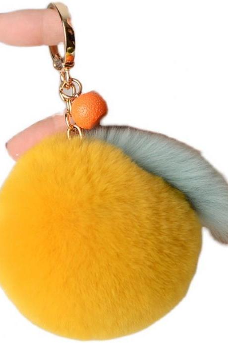 Small sweet orange Rex rabbit wool orange bag Pendant-5