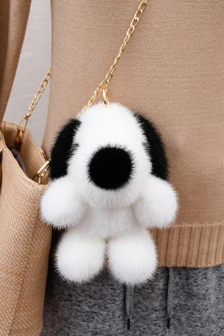 Sable Dog Bag Pendant Lovely Car Key Chain Cartoon Zodiac Dog Fur Pendant