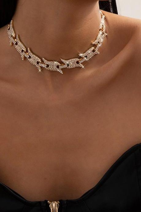 Retro Single Layer Tassel Necklace-golden