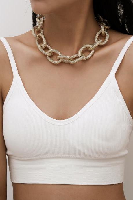 Single Layer Thick Chain Necklace Women&amp;amp;#039;s Simple Fashion Pattern Chain Necklace-golden