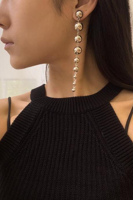 Geometric Fashion Girl Pearl Earrings-silvery