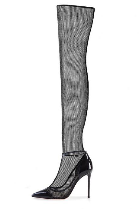 Lace Mesh High Heel Knee Sexy Women's Cool Party Boots