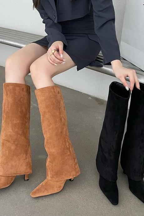 Pointed High Heels Fashionable Trousers Boots