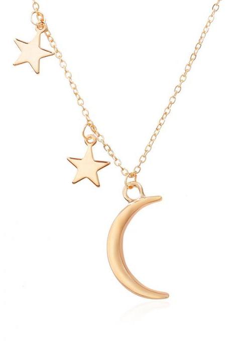 Metal Moon Star Combination Women's Clavicle Necklace