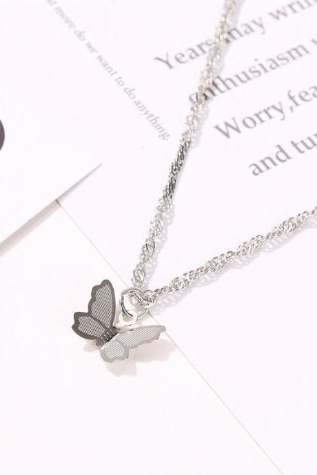 Silvery Butterfly Temperament Clavicle Chain