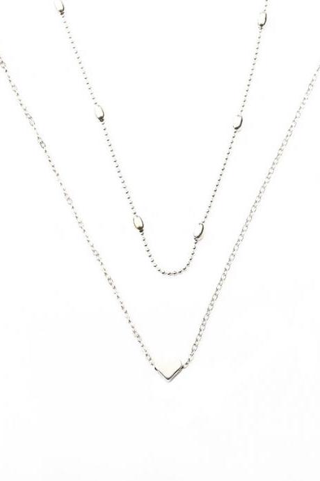 Silvery Multilayer Love Necklace