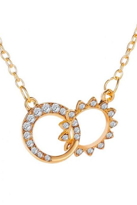 Golden Double Ring Necklace Clavicle Chain
