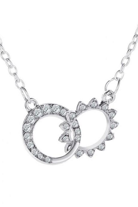 Silvery Double Ring Necklace Clavicle Chain
