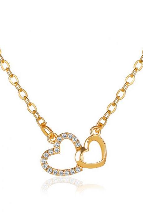 Love necklace double peach heart pendant clavicle chain(Men's + women's Two necklaces )