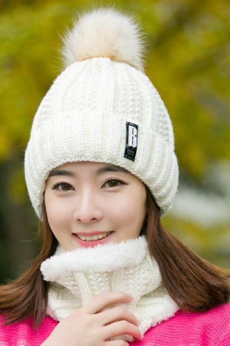 Beige Standard B Women's Outdoor Plush Thickened Standard Wool Hat In Winter