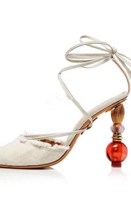 Baotou Lantern Heel Winding Fashion High-Heeled Sandals