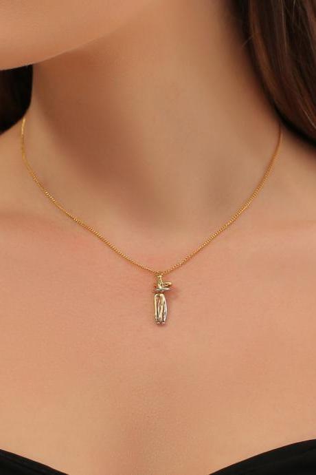 Golden Lovers Hug Lilliputian Pendant Necklace Two-color Clavicle Chain