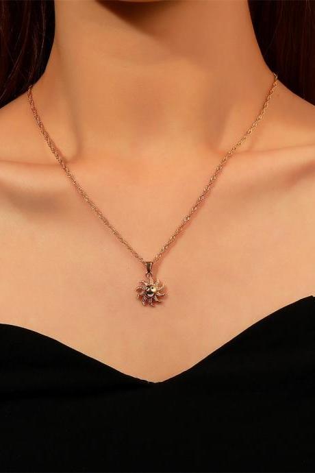 Sunflower Necklace Fashion Retro Smiling Face Clavicle Chain