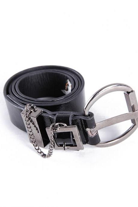 Stylish Black Alloy Button Waist Belt