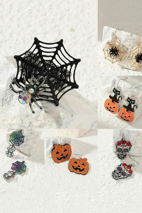 Halloween Pumpkin Spider Bat Earrings