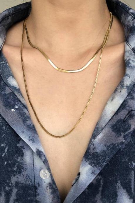 Simple Normcore Gold Double Layer Necklace