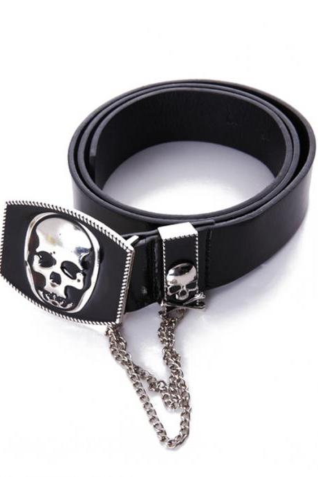 Original Hip-hop Skull Pattern Black Waist Belt
