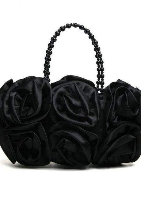 Black Fashionable Multi-Colored Silk Banquet &Cheongsam Handbag