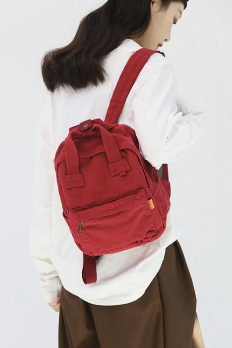 RED Simple Casual 5 Colors Canvas Backpack