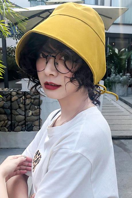 Yellow Going Out Solid Color Sun Protection Fisherman Hat