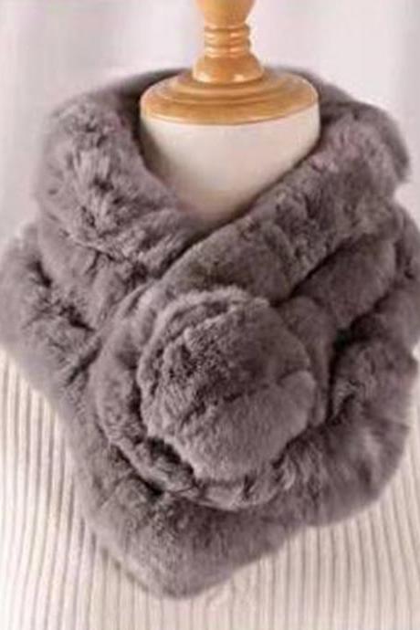Casual GRAY Faux Fur Scarf