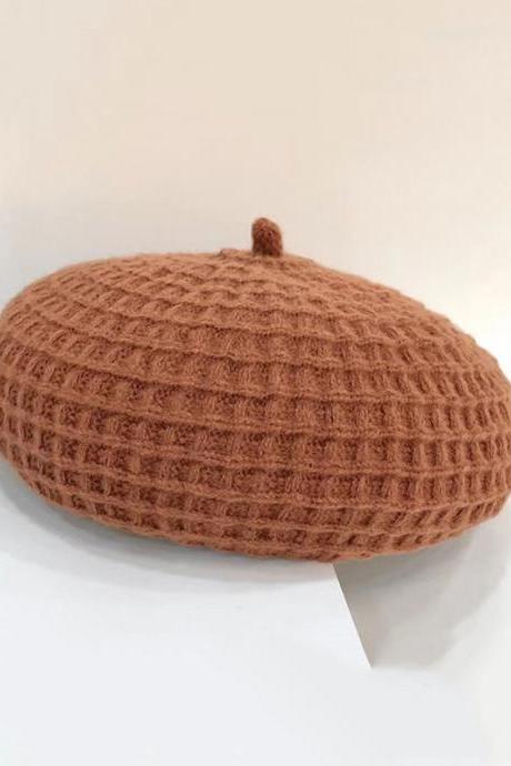 CARAMEL Simple Casual 4 Colors Knitting Beret Hat