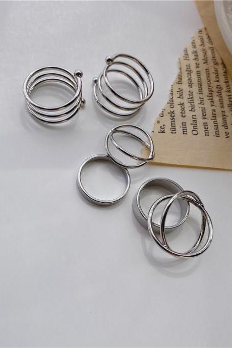 Silver Original Simple Cool Solid Color Rings
