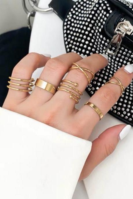 Gold Original Simple Cool Solid Color Rings