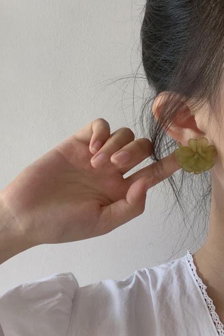 Green Urban Flower Alloy Earrings Accessories