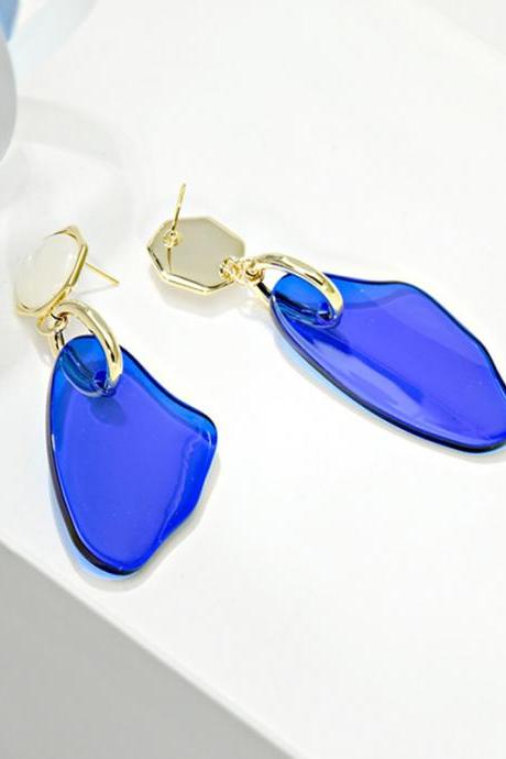 Blue Statement Acrylic Geometric Earrings Accessories