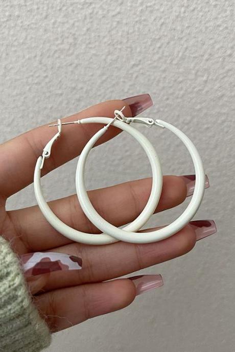 Milk White Simple Chic Geometric Solid Color Earrings