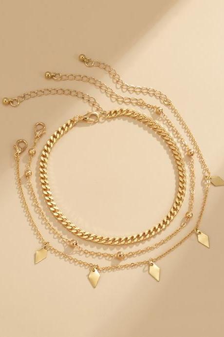 Gold Original Simple Casual 3 Pieces Anklets