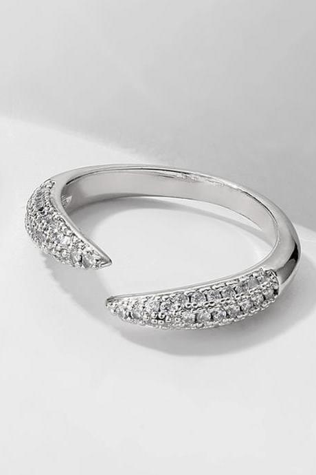 Silver Simple Casual Zircon Adjustable Ring