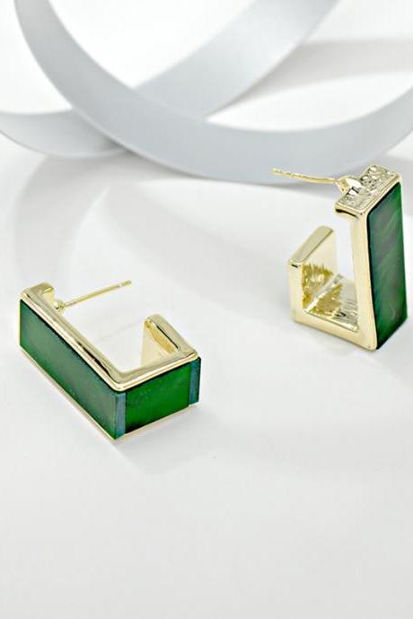 Green Original Simple Geometric Earrings Accessories