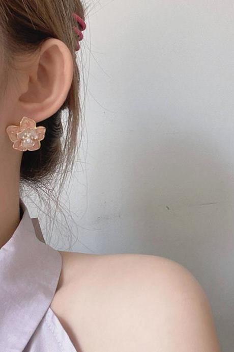 Pink Original Vintage Flower Shape Beads Earrings