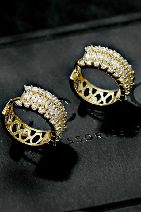 Gold Urban Circle Contrast Color Geometric Earrings Accessories