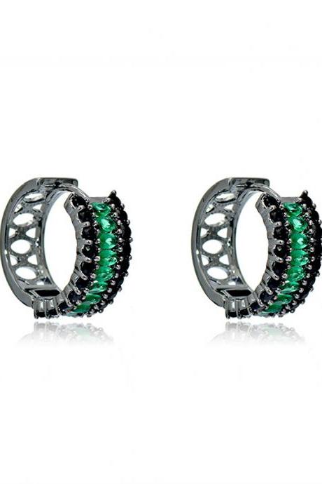 GREEN Urban Circle Contrast Color Geometric Earrings Accessories