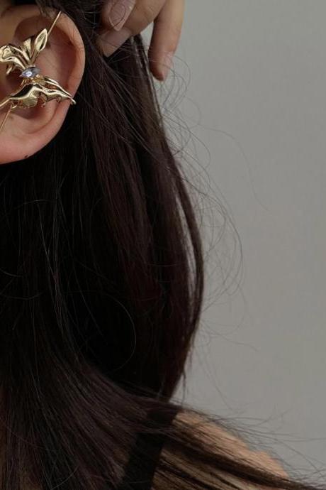 Gold Urban Butterfly Shape Asymmetric Earrings Accessories