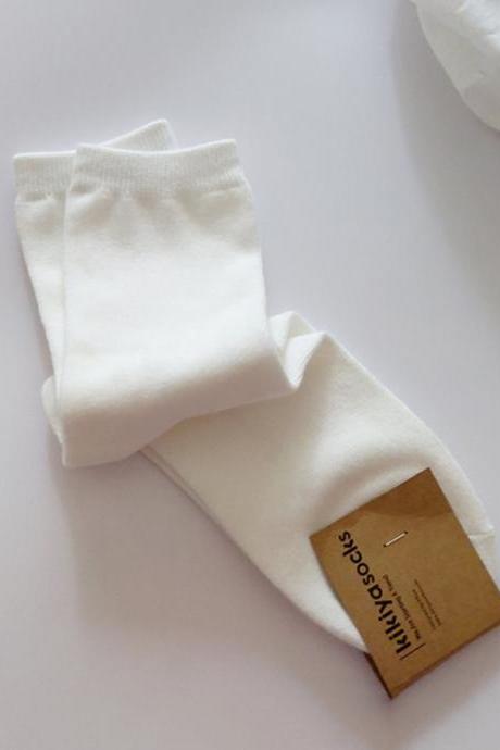 WHITE Simple Casual 12 Colors Socks
