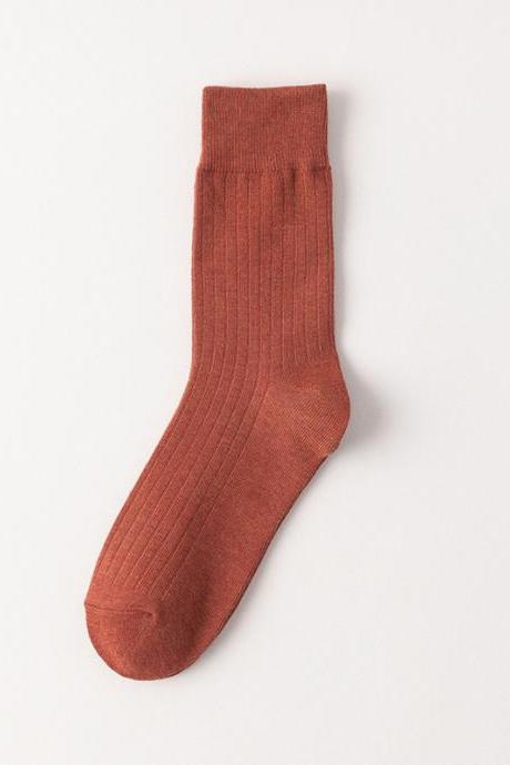Brick Red Casual Simple 10 Colors Socks
