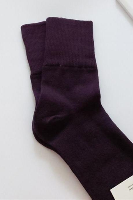Purple Casual Simple 9 Colors Socks