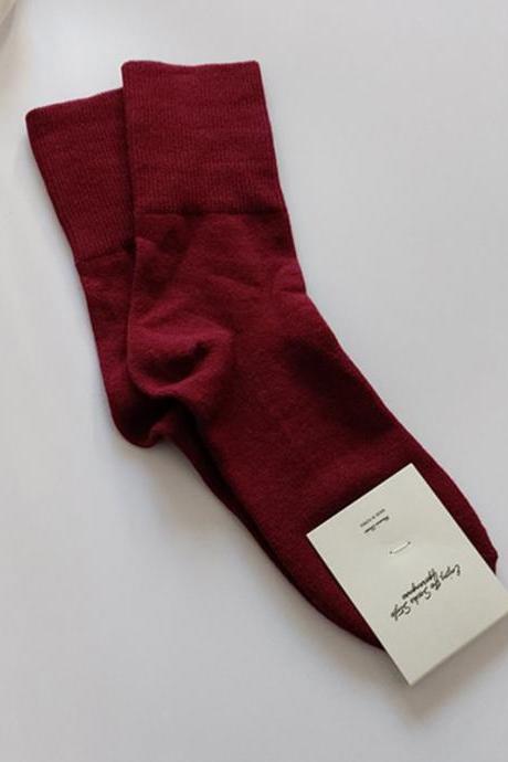 Wine Red Casual Simple 9 Colors Socks