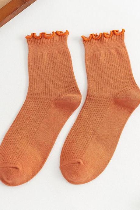 Orange Simple Falbala Socks