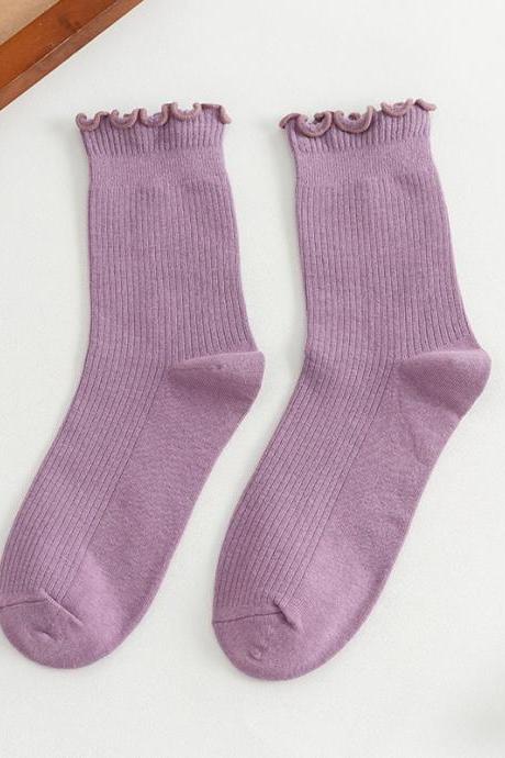 Purple Simple Falbala Socks