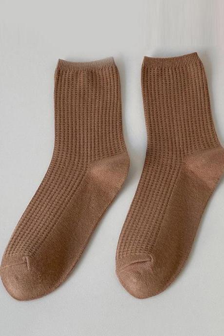 Deep Khaki Simple Casual Socks